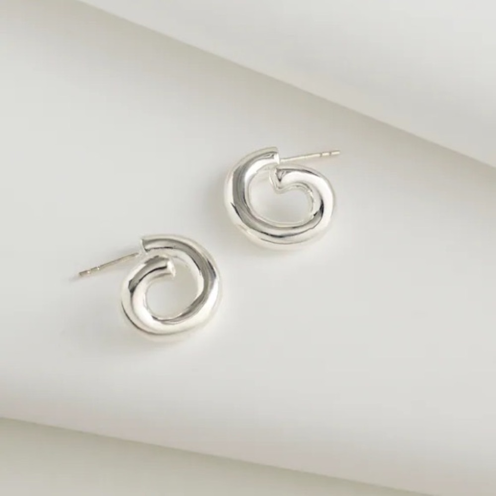 NWT Madewell Sterling Silver Demi-Fine Twisted Hoop Earrings